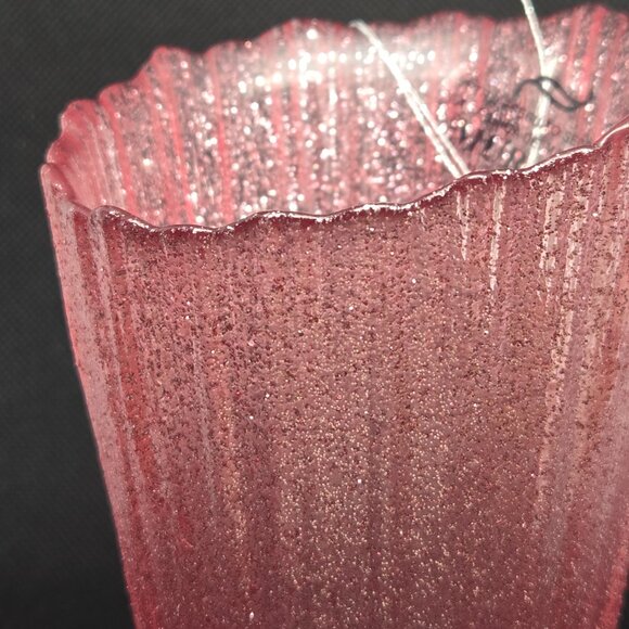 Murano Glass Hand Made in Italy Asymmetrical Vase - Pink Glitter - Picture 7 of 7